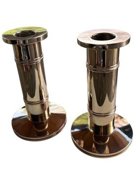 Kate Spade Lenox Pompano Point pair of candlesticks silver plate 5”